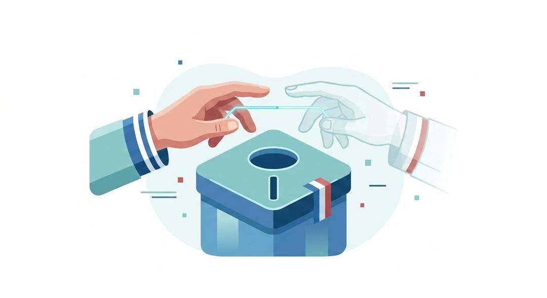 Illustration procuration : deux mains se rejoignent au-dessus d'une urne